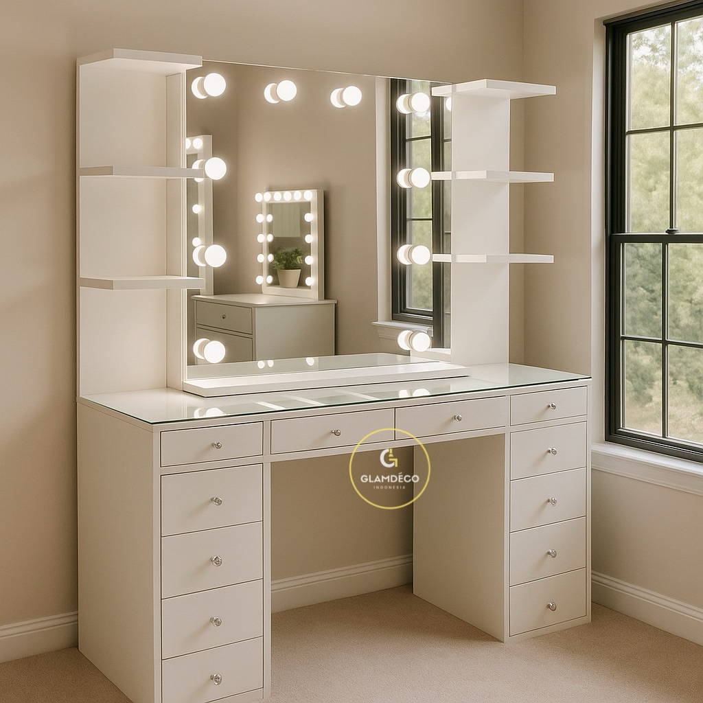 Meja Rias Make Up Cermin Lampu Minimalis Meja Rias Murah