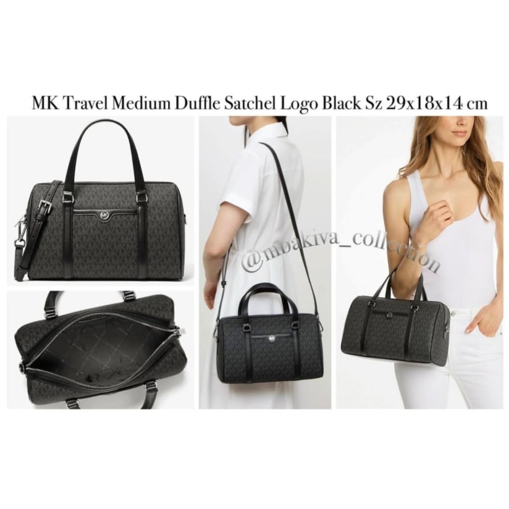 MK Travel Medium Duffle Satchel Logo Black