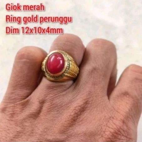 CINCIN PRIA BATU GIOK MERAH KECIL RING PERUNGGU