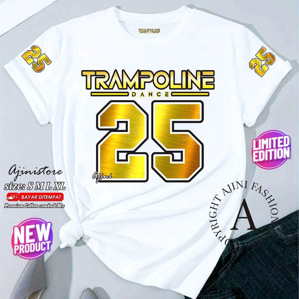 kaos trampolin atasan olahraga trampolin baju outfit trampolin sports senam gym ( trampoline 25 gold