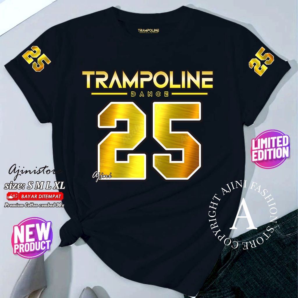kaos trampolin atasan olahraga trampolin baju outfit trampolin sports senam gym ( trampoline 25 gold