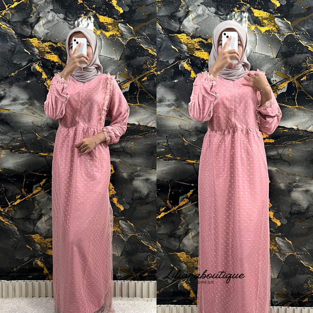 [Ada Jumbo] Gamis Terbaru Zurra Brokat Velvet Tutu / Polkadot Premium Termurah Remaja Busui Terbaru
