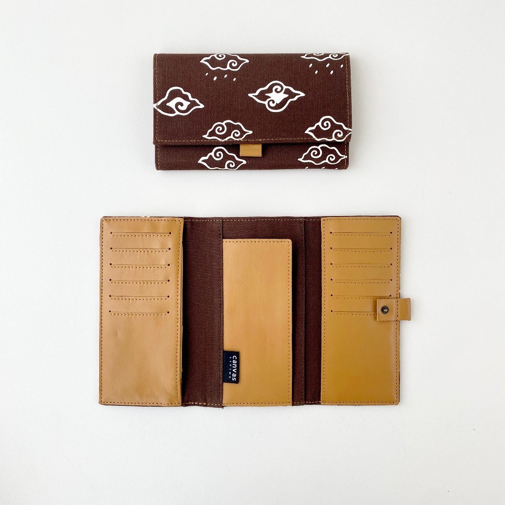 Trifold Long Wallet Awan Coffee Canvas Living