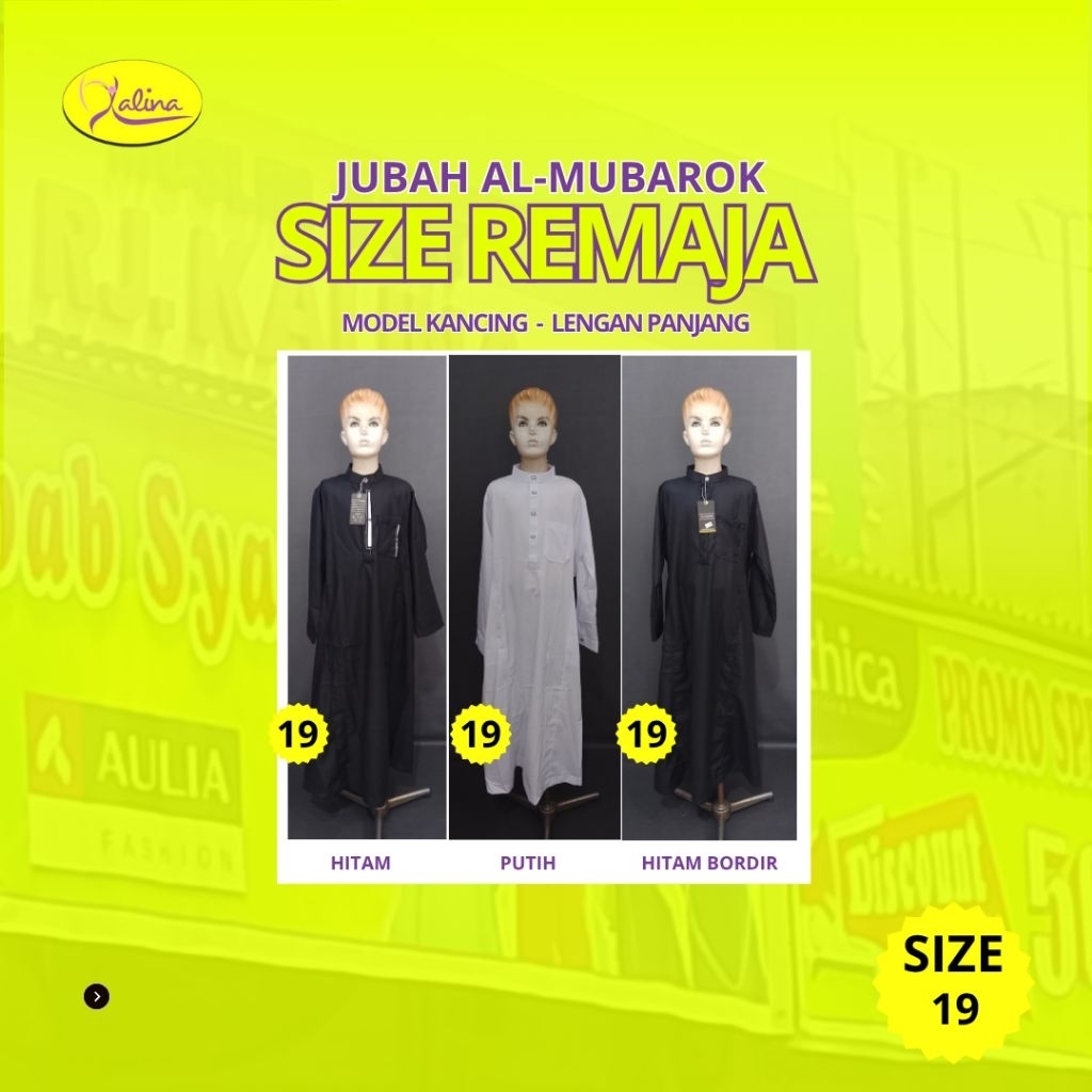 Jubah Al-Mubarok Remaja Size 19 | Model Kancing Lengan Panjang Pria Muslim - Baju Gamis Polos