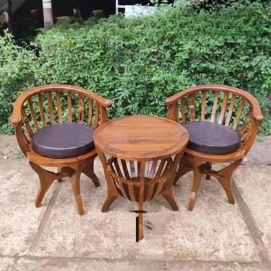 kursi tamu set meja teras kayu jati / set meja kursi tamu mangkok / set kursi teras jadul kayu jati