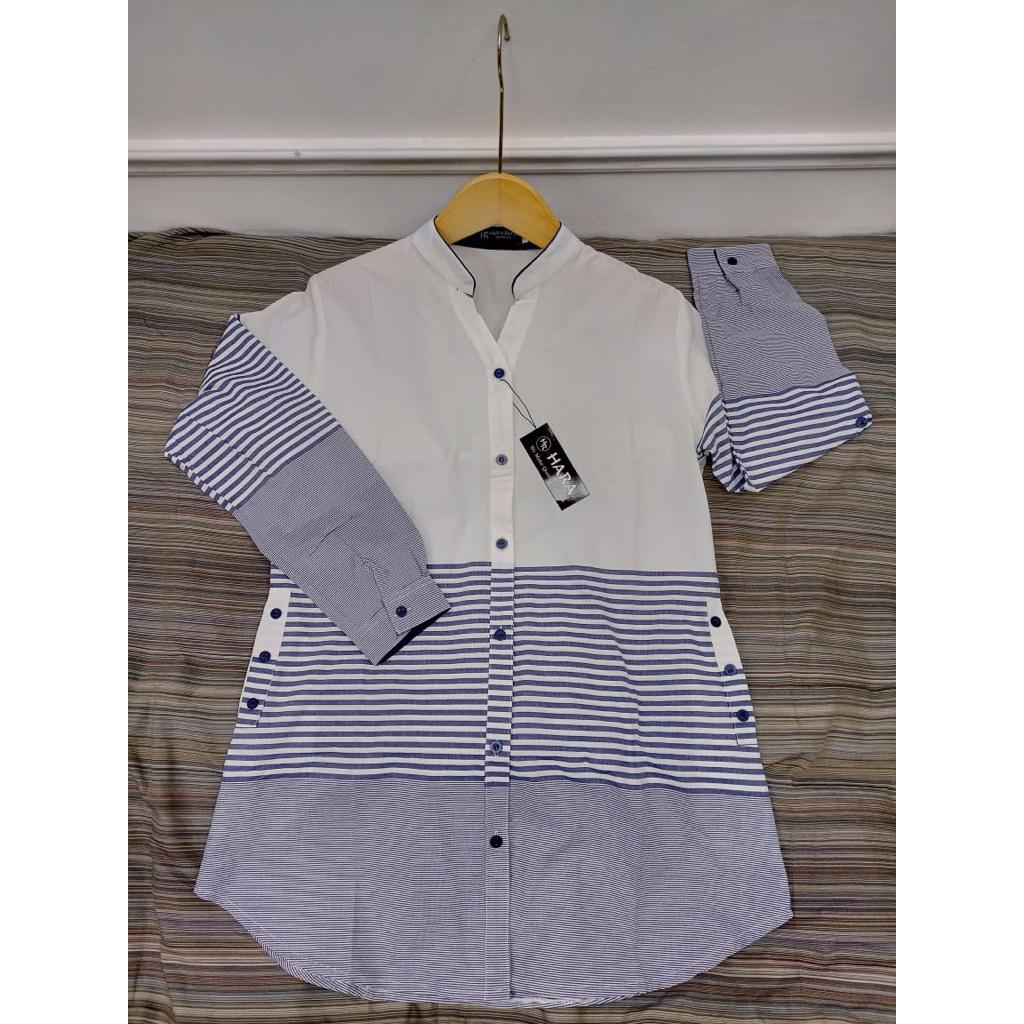 Tunik Blouse Hara Motif Kotak dan Salur