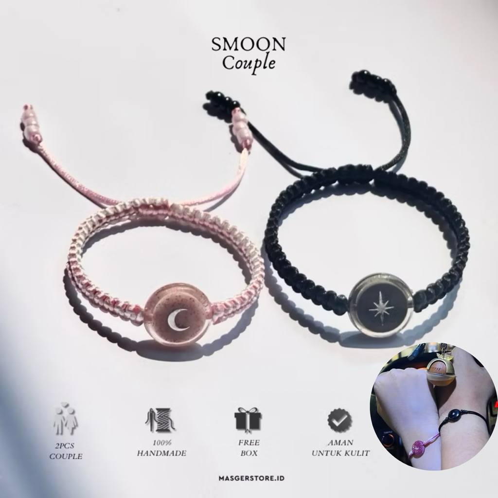 [Smoon] Gelang Couple Sepasang | Couple Bracelets 2pcs Gelang Couple Bulan Matahari