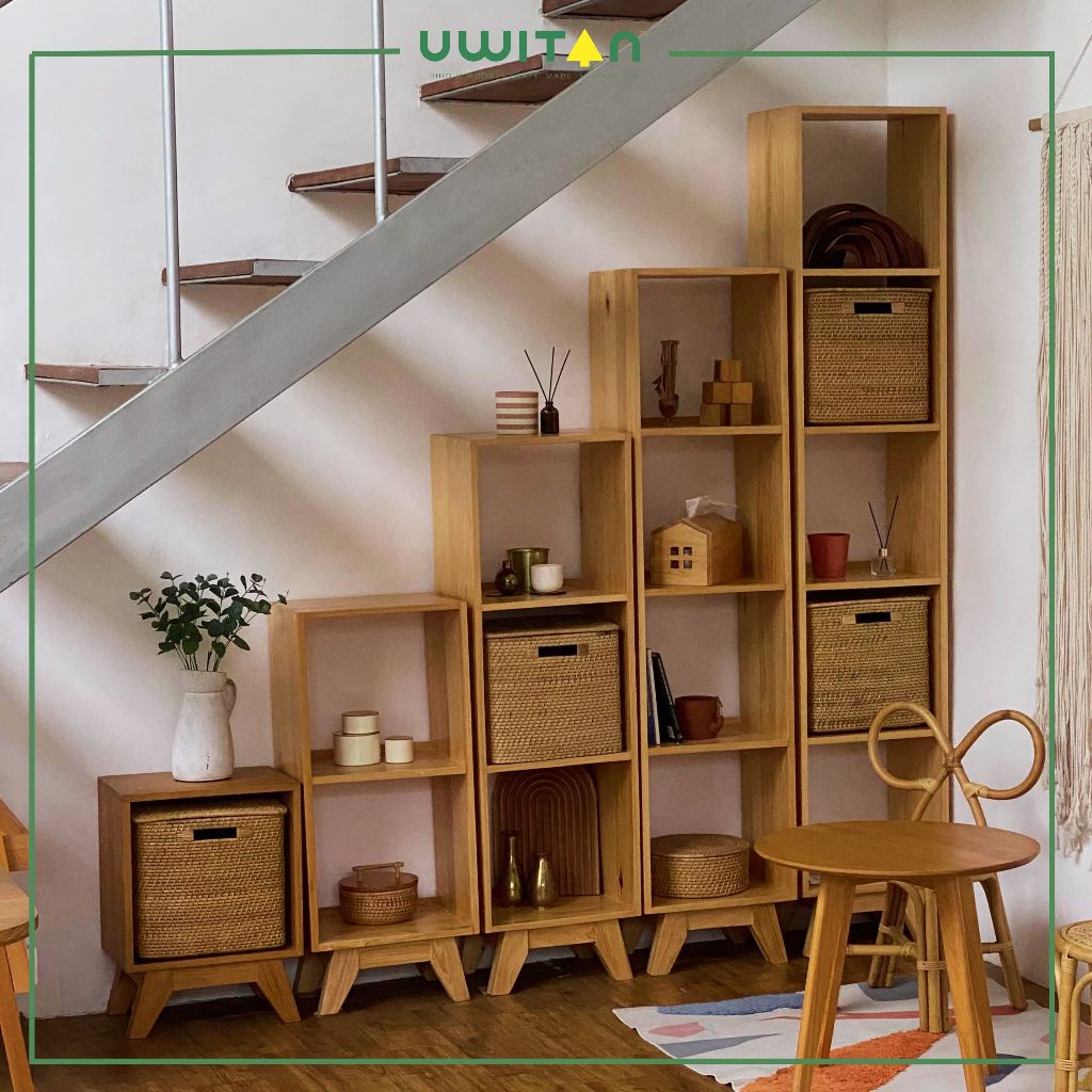 Uwitan Drawer Solid – Kabinet Rak Kayu Aesthetic Minimalis Meja TV Rak Dapur Bahan Kayu Pinus Solid 