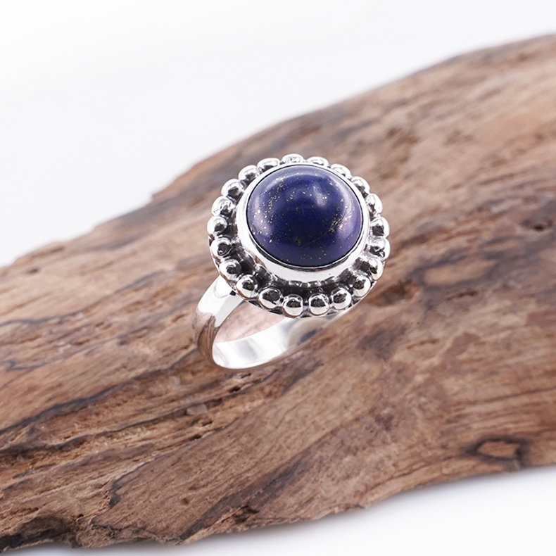 Cincin Wanita Natural Perak Asli 925 Lapis Lazuli Lingkar Jawan