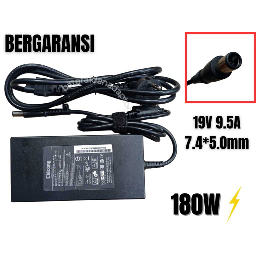 AC ADAPTOR CHARGER CHICONY 19V 9.5A (7.4*5.0MM) 180W MSI GL63 GP63 LEOPARD GP75 GL75 MS-1GP5 GE63 NE