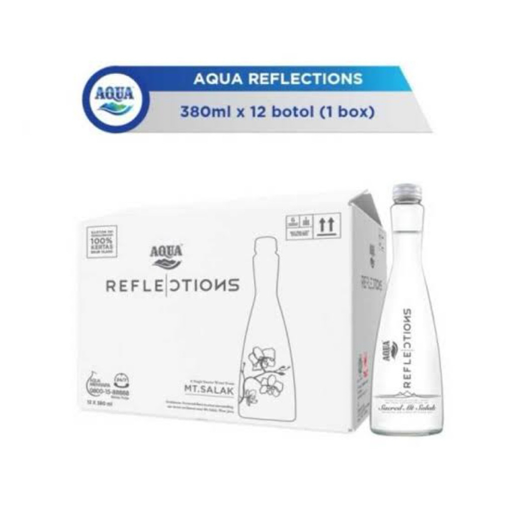 AQUA Botol Kaca Reflection Mineral Water 380 ML ( Isi 12 Botol )