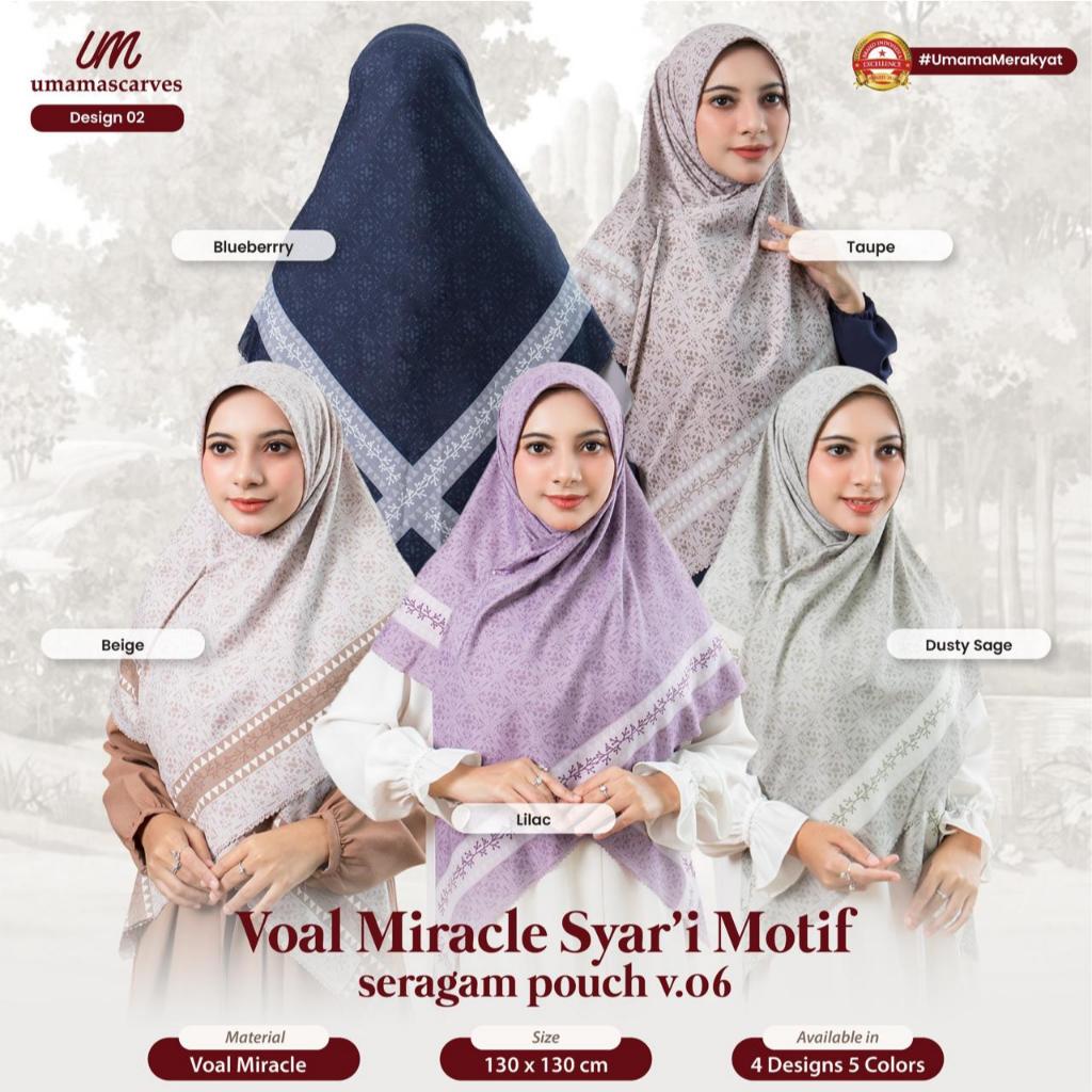 KERUDUNG Umama Voal Miracle Syari Motif Pouch LOGO UM GOLD 130x130cm