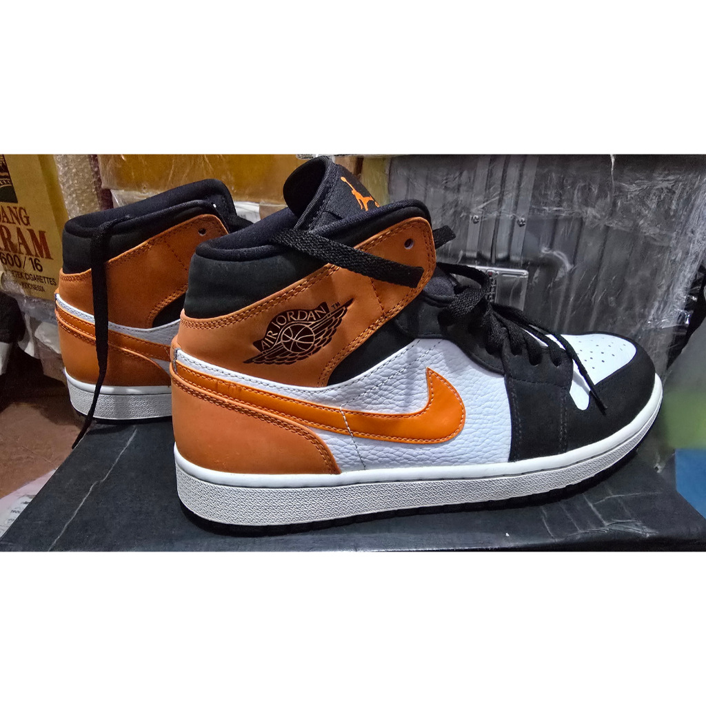 Air Jordan 1 Mid Shattered Backboard Sneakers Sepatu Shoes Basket Authentic 43 44 Original Orange Bl