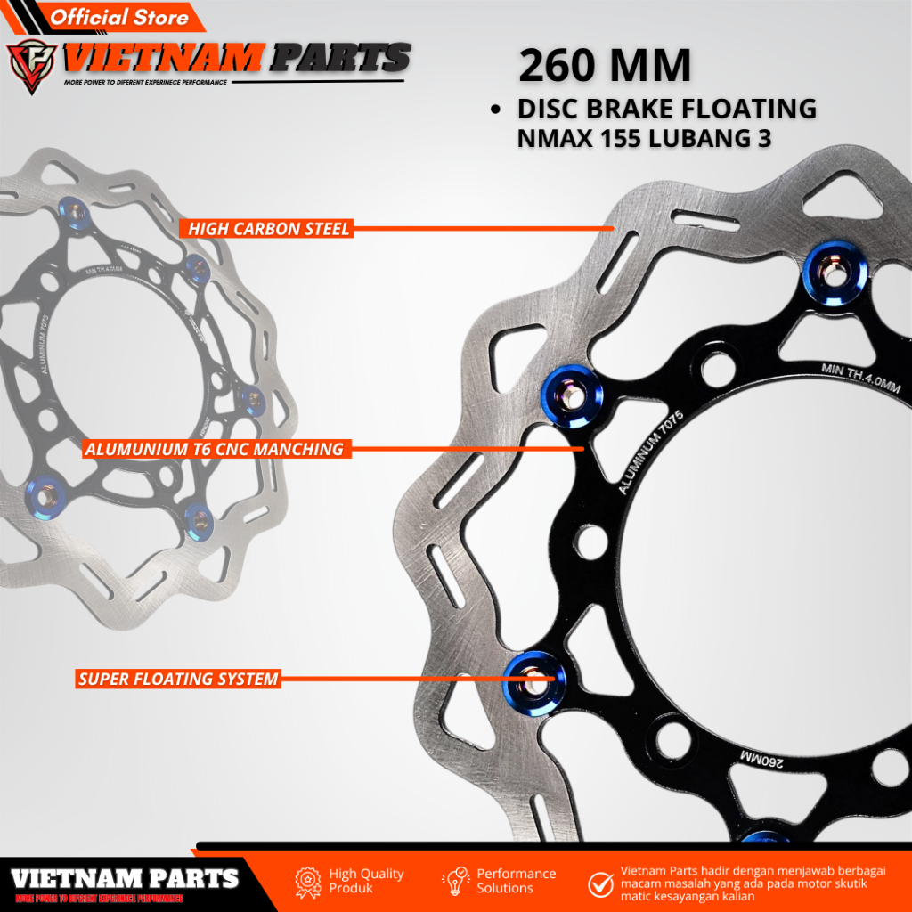 Disc Brake Floating Vietnam Parts Nmax Aerox Lexi Lubang 3 Disc 260 mm Piringan Cakram 260 Mm Aerox