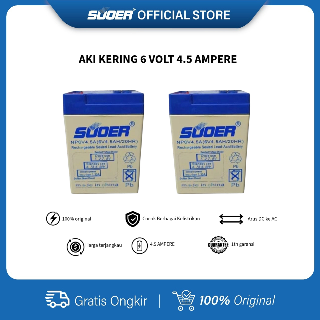 SUOER AKI KERING  6 VOLT 4.5 AMPER
