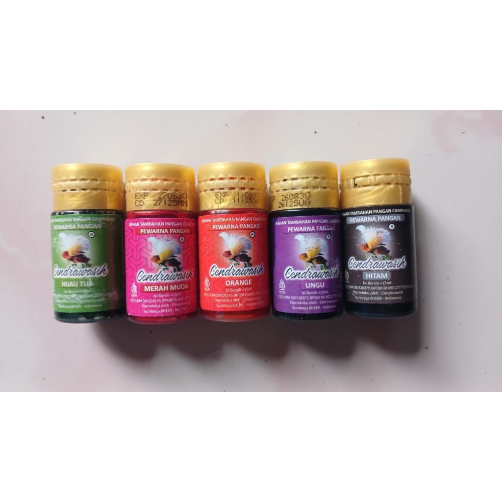 Pewarna Makanan Cap Cendrawasih - 15ml Warna Hitam Hijau Tua Pink Ungu Orange Pewarna Sumbo Cair Pek