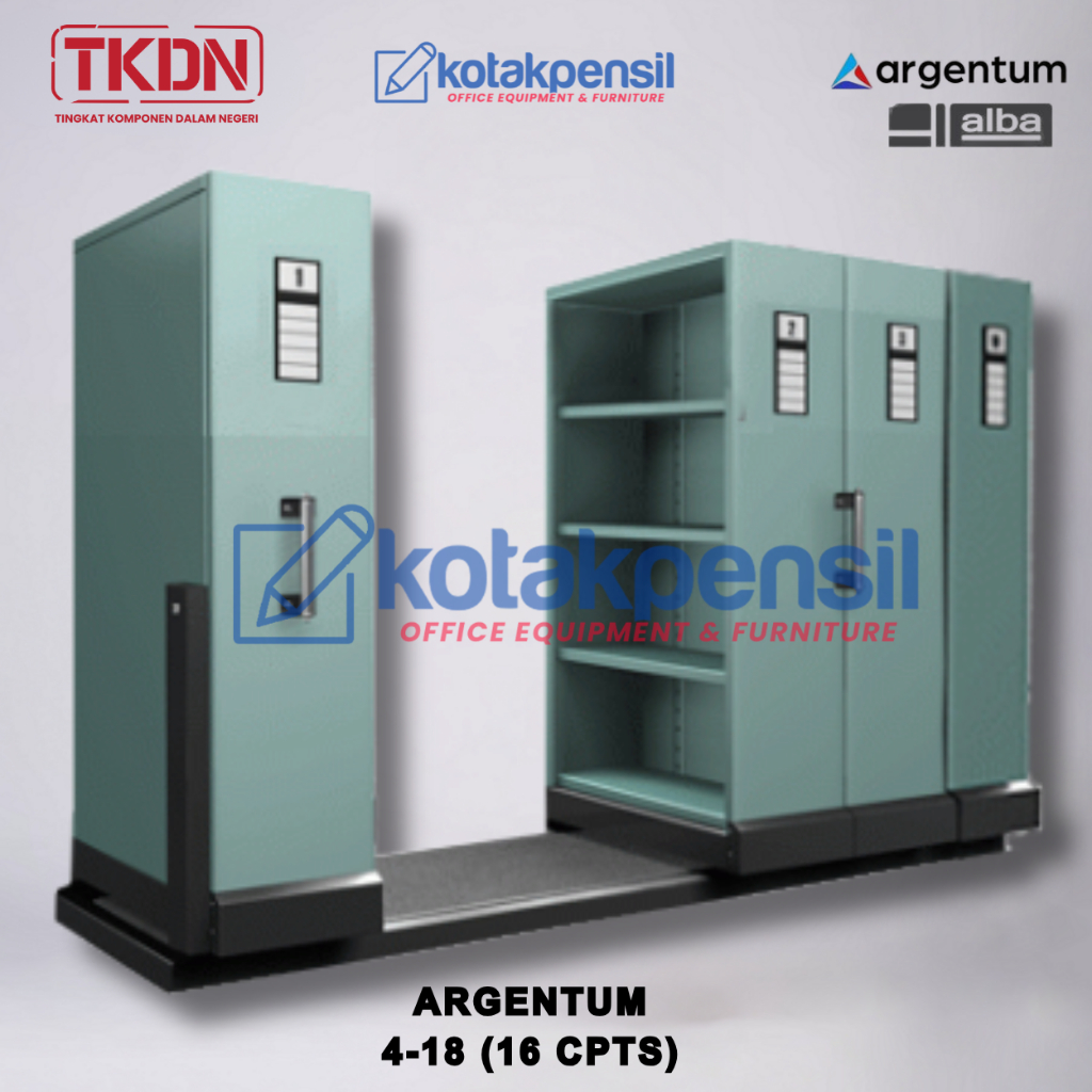 Mobile File Manual ARGENTUM ALBA MF 4-18 (16 cpts) Roll O Pack | Lemari Arsip Besi Kantor