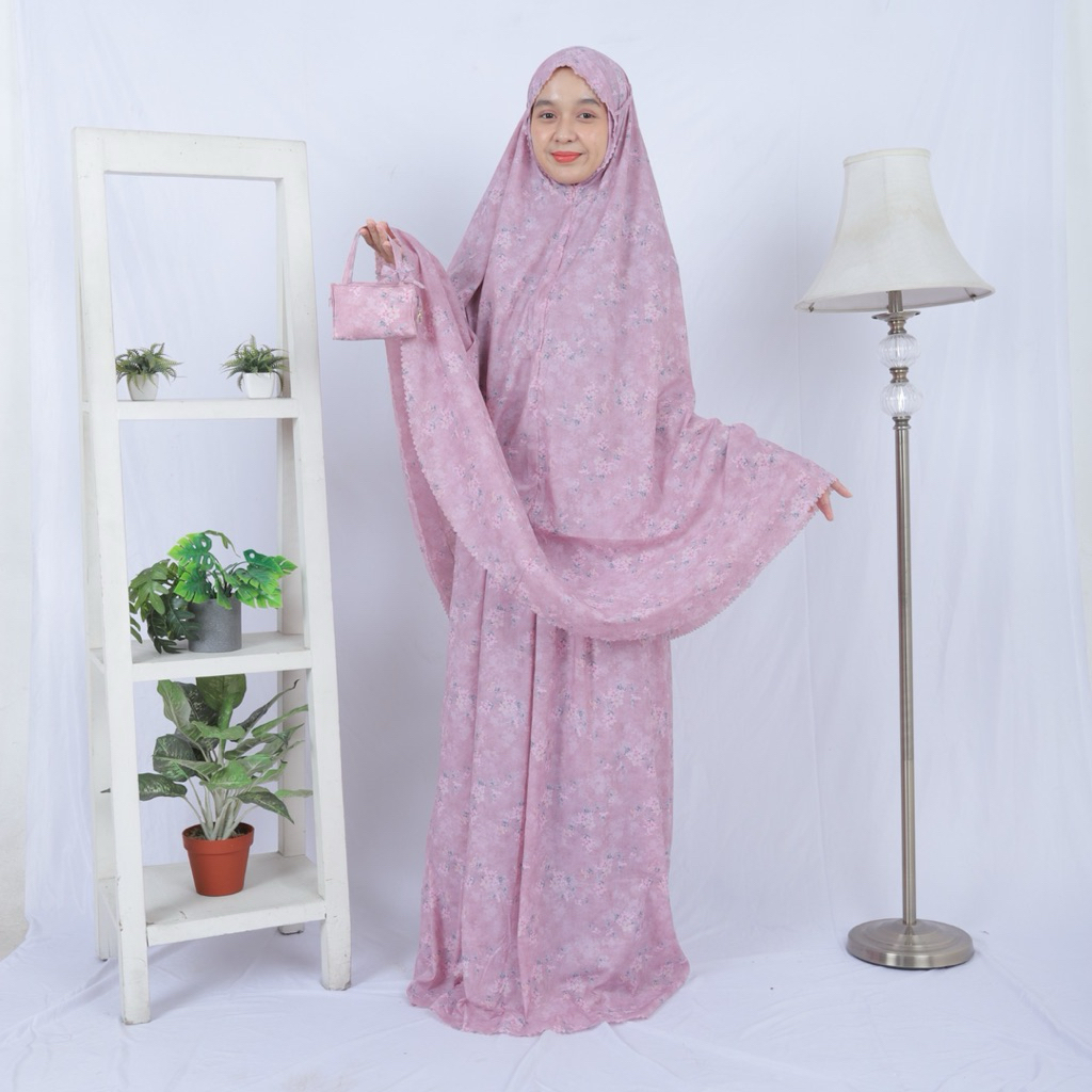 Mukena Traveling Parasut Korea Jumbo Premium Motif Tas Dior – Mini Pouch | 2in1 -Free Sajadah