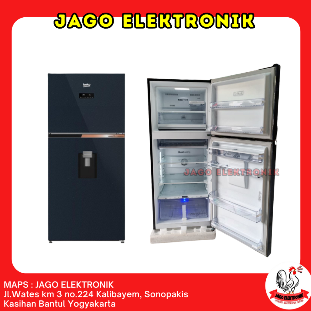 BEKO KULKAS 2 PINTU INVERTER 375L DENGAN DISPENSER RDNT376E50VDUGBL