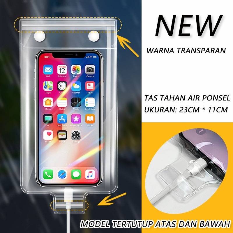 Cover HP Anti Air Gantung / Holder Hp Motor Tas Waterproof Handphone / Holder Tas Gantung untuk Moto