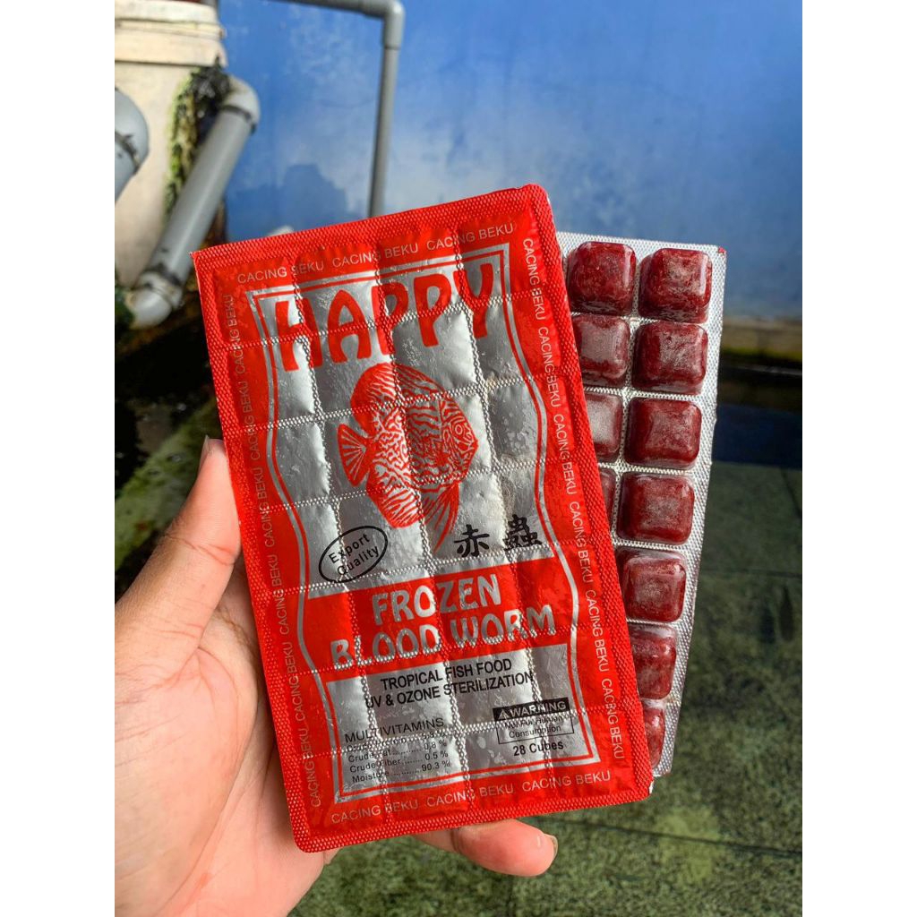 Cacing beku pakan ikan merk happy 100gr
