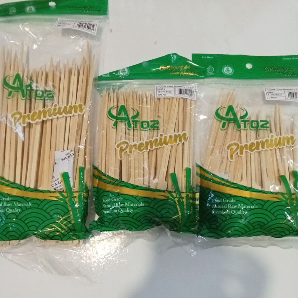 Atoz Tusuk Yakitori / Tusuk Sate Bendera / Tusuk sate bambu Premium / Tusuk buah Makanan Food grade