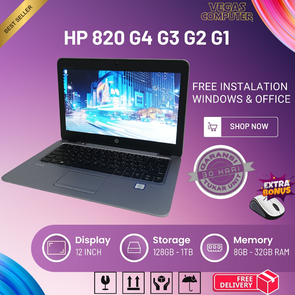 Laptop HP Elitebook 820 G4 i5-7200u 8/256GB 12,5"HD - 820 G4 i7 Gen7, RAM 16/256 SSD