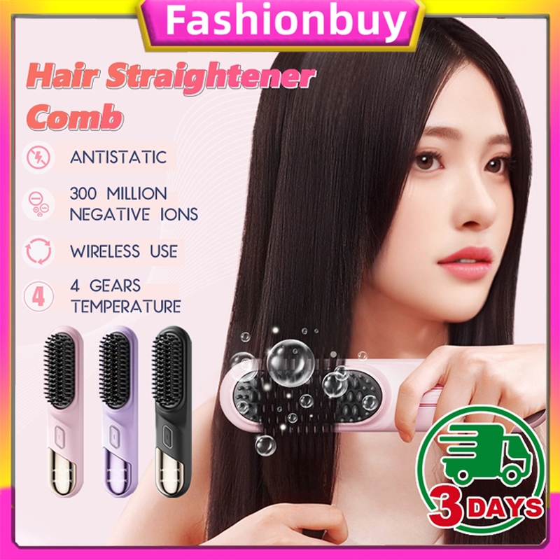 STYPRO Hair Straightener Brush  Sisir Catokan Pelurus Rambut Multifungsi Dengan 4 Tingkat Pengaturan