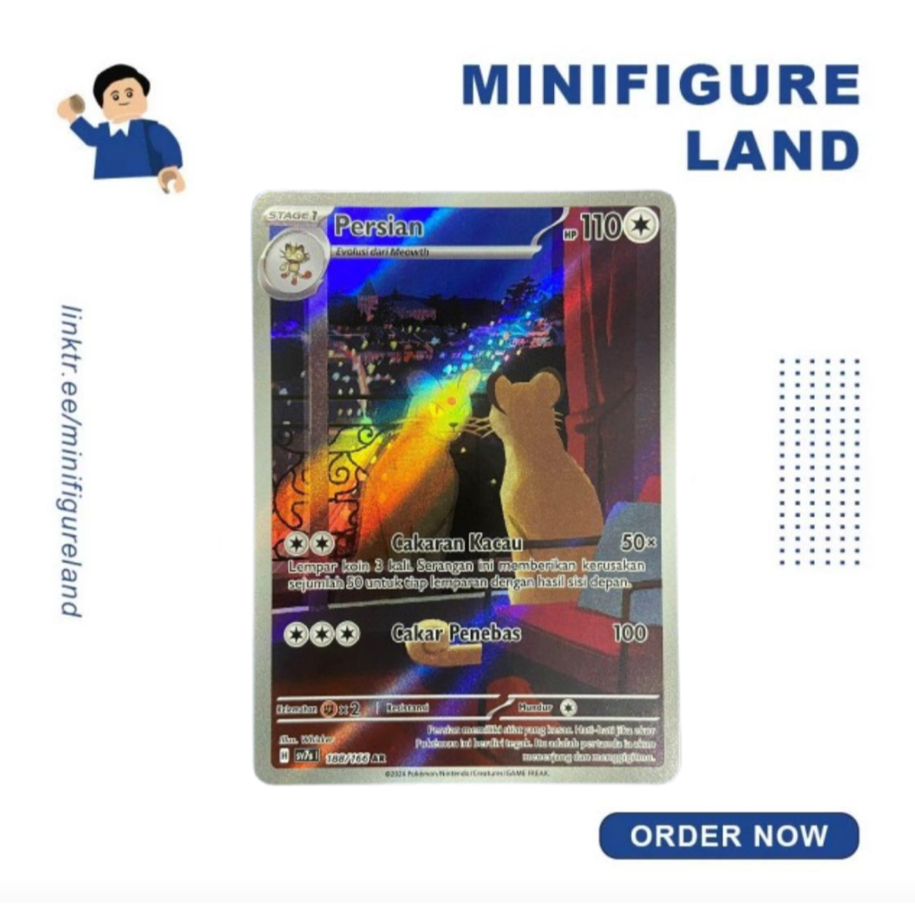 Pokemon TCG Indonesia SV7s Persian Evolusi dari Meowth 188/166 AR Single