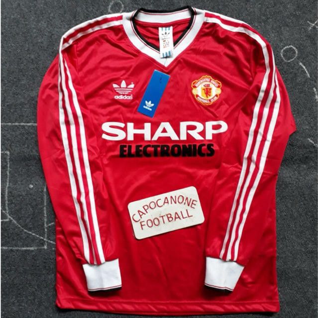 BAJU YERSEY EMYU RETRO MANCHESTER UNITED 1982 1983 1984 1981 82 83 84 81 HOME PANJANG LS LONGSLEEVE