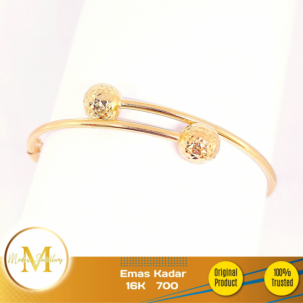 MODIS JEWELLERY - Gelang Bangle Tinju Bola Ukir Kuning - Emas 16k  700