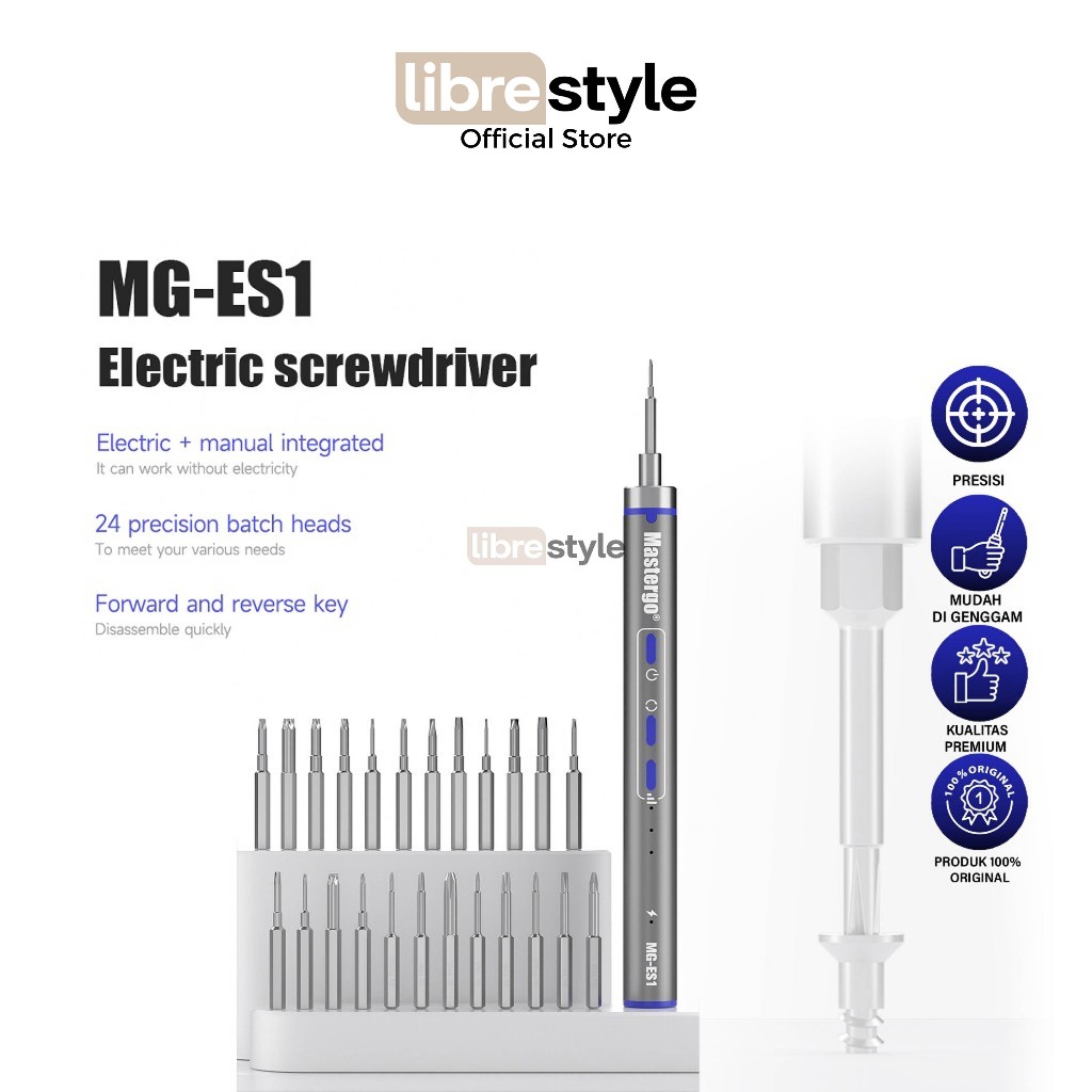 MASTERGO MG-ES1 OBENG LISTRIK SET - MG-ES1 ORIGINAL OBENG LISTRIK SET MASTERGO  - OBENG SET LENGKAP 
