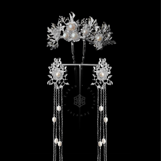 TAKSU “Putri Mandalika” Series Set Perhiasan Anting Mutiara Air Laut Asli Tusuk Konde Aksesoris Keba