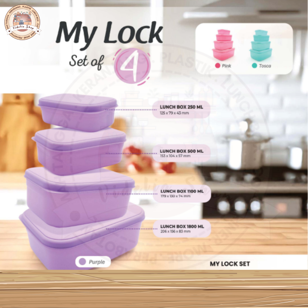 4 Pcs Toples My Lock Set / Toples Serbaguna Kue Jajanan set isi 4 / BIGGY My Lock Sealware Set 4pcs