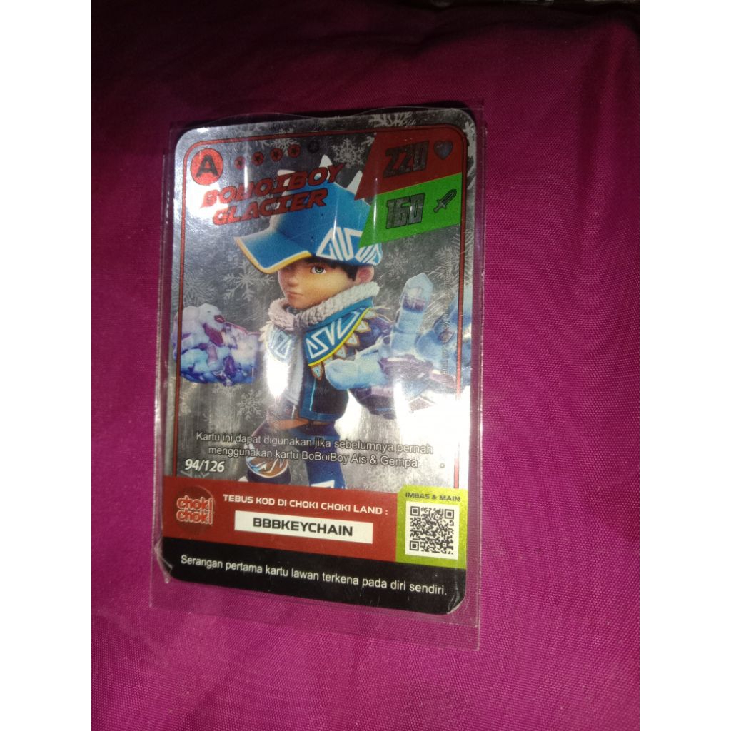 Kartu RARE BOBOİBOY Choki Choki Silver Card - Boboiboy Glacier (A Rank Card) (Monsta Galaxy Card x C
