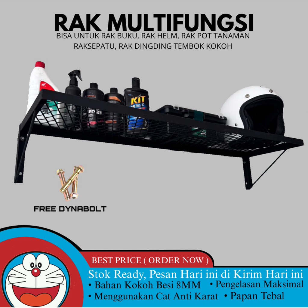 Rak Dinding Multifungsi Besi Kuat – Rak Helm, Rak Buku, Rak Sepatu, Rak Pot Tanaman, Rak Ambalan Pot