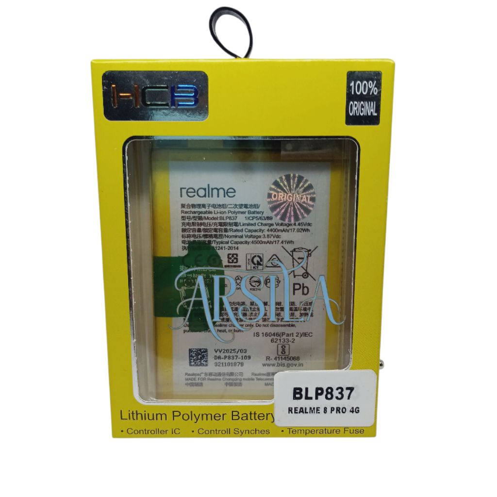 BATREAI BATRE REALMI 8 PRO BLP837 HCB ORIGINAL100%