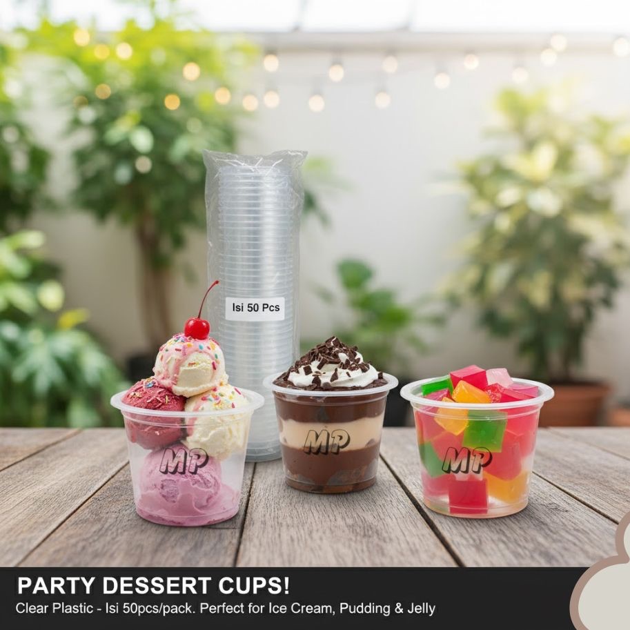Gelas Cup Ice Cream/ Gelas plastik Es krim/ Gelas bening puding/ cup bening puding/ cup es krim ISI 