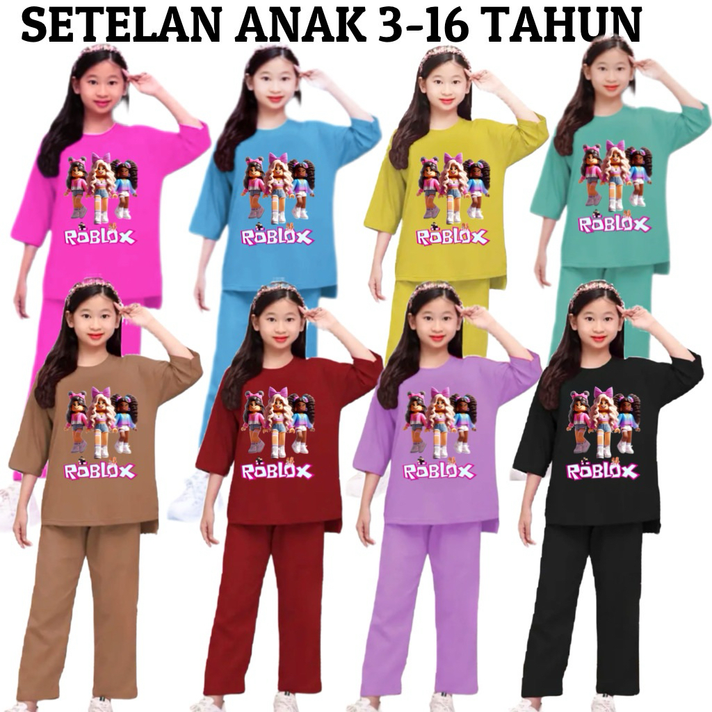 SETELAN ANAK ROBLOX / BAJU ROBLOX ANAK / SETELAN ANAK PEREMPUAN VIRAL / ROBLOX 3