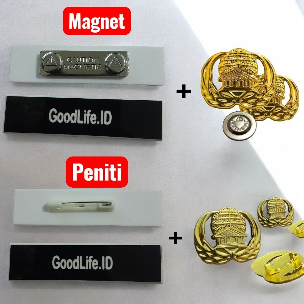 Papan Nama Dan Pin Korpri Magnet - Name Tag Magnet - Pin Korpri Magnet
