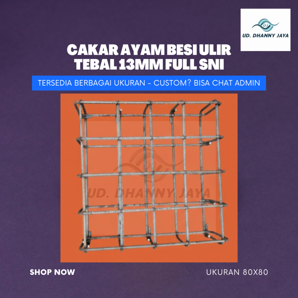 Cakar ayam besi ulir 13mm ukuran 80x80