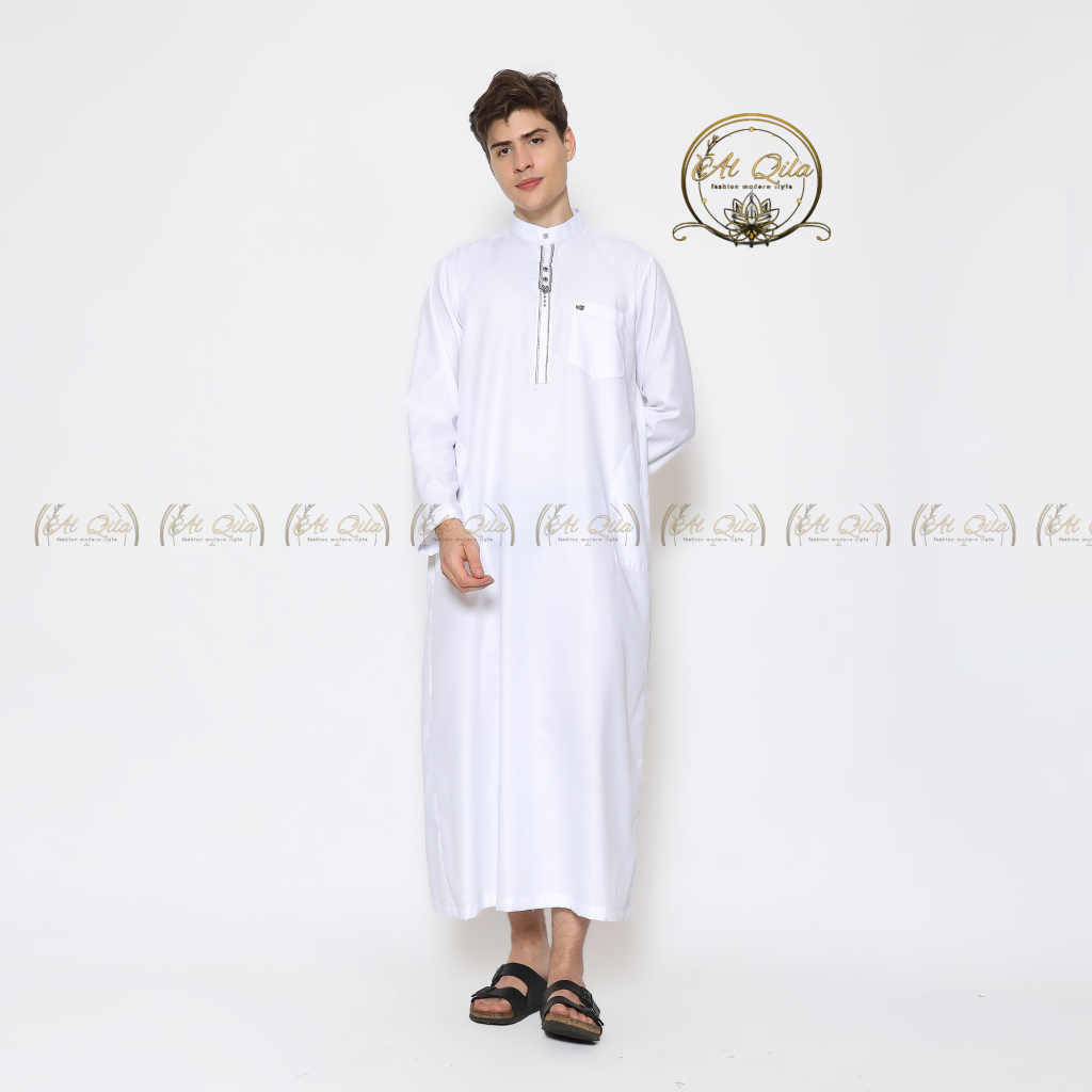 Jubah Gamis Pria Dewasa Putih Lengan panjang Jubah Sultan premium