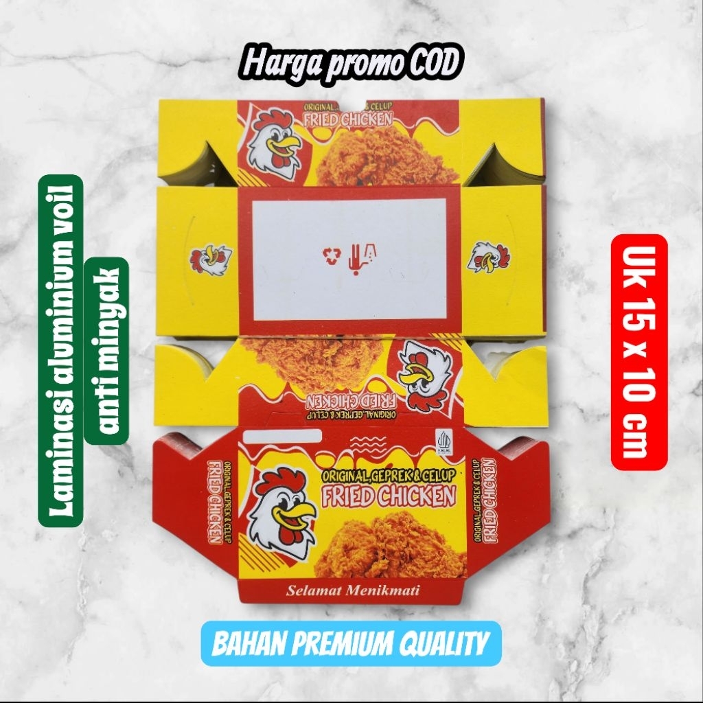 KARDUS BOX FRIED CHICKEN/KEMASAN FRIED CHICKEN/KERTAS BUNGKUS FRIED CHICKEN
