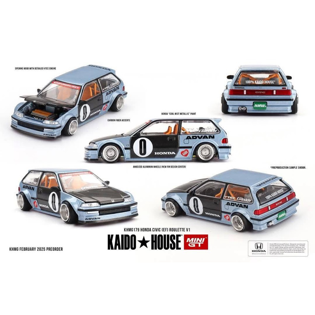 mini gt kaido house honda civic ef roulette khmg179 blue