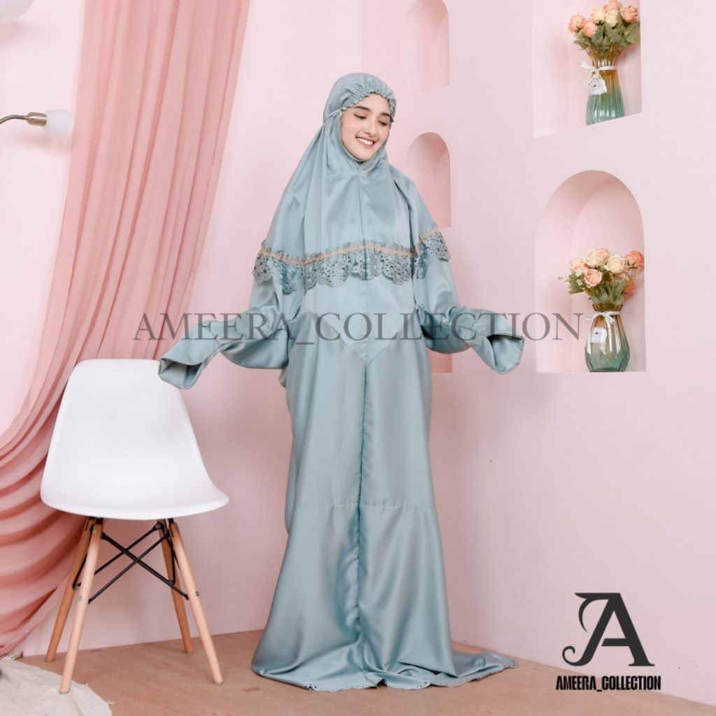 AMEERA Mukena Terusan Sutra Velvet Laser Dewasa All Size