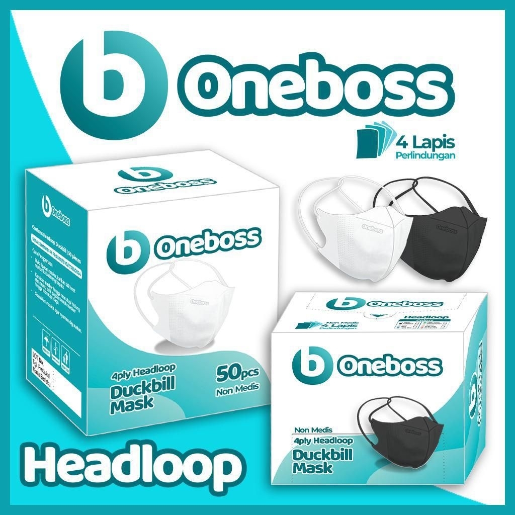 masker hijab one boss masker duckbill hijab 4ply  isi 50 pcs