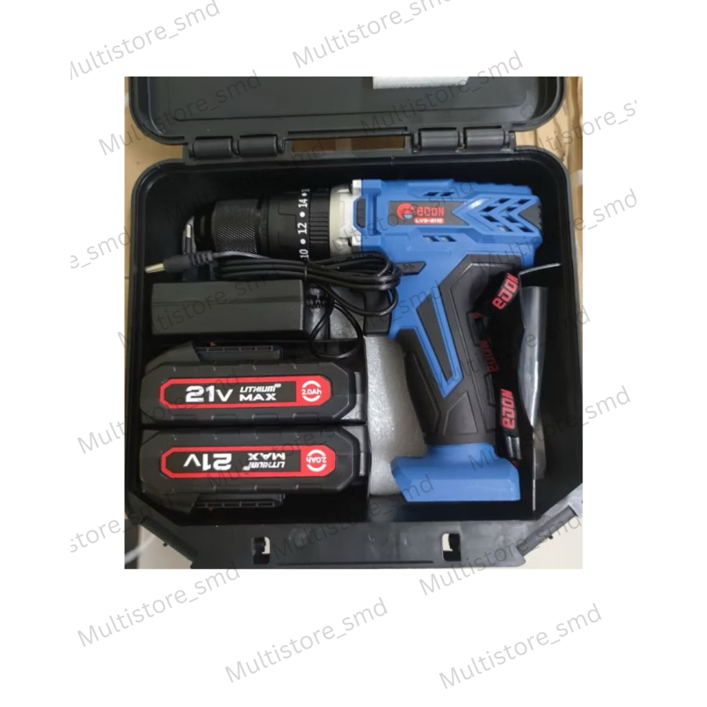 EDON BOR CAS / BOR CES / MESIN BOR CORDLESS BATERAI 21V EDON LV3-2110 KOPER (2 BATTERY)