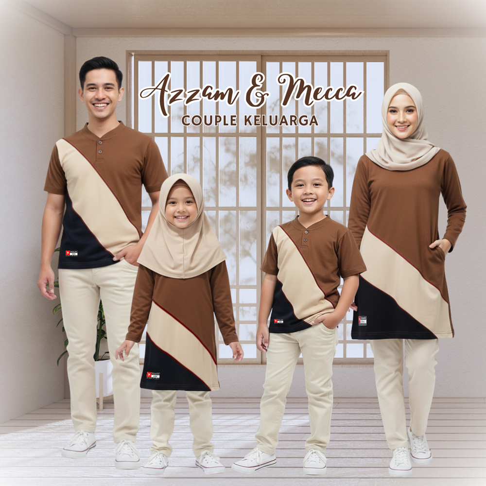 Arvikids Kaos Couple Keluarga Baju Koko Tunik Family Set Muslim Kembaran  Katun Combed 30s Premium