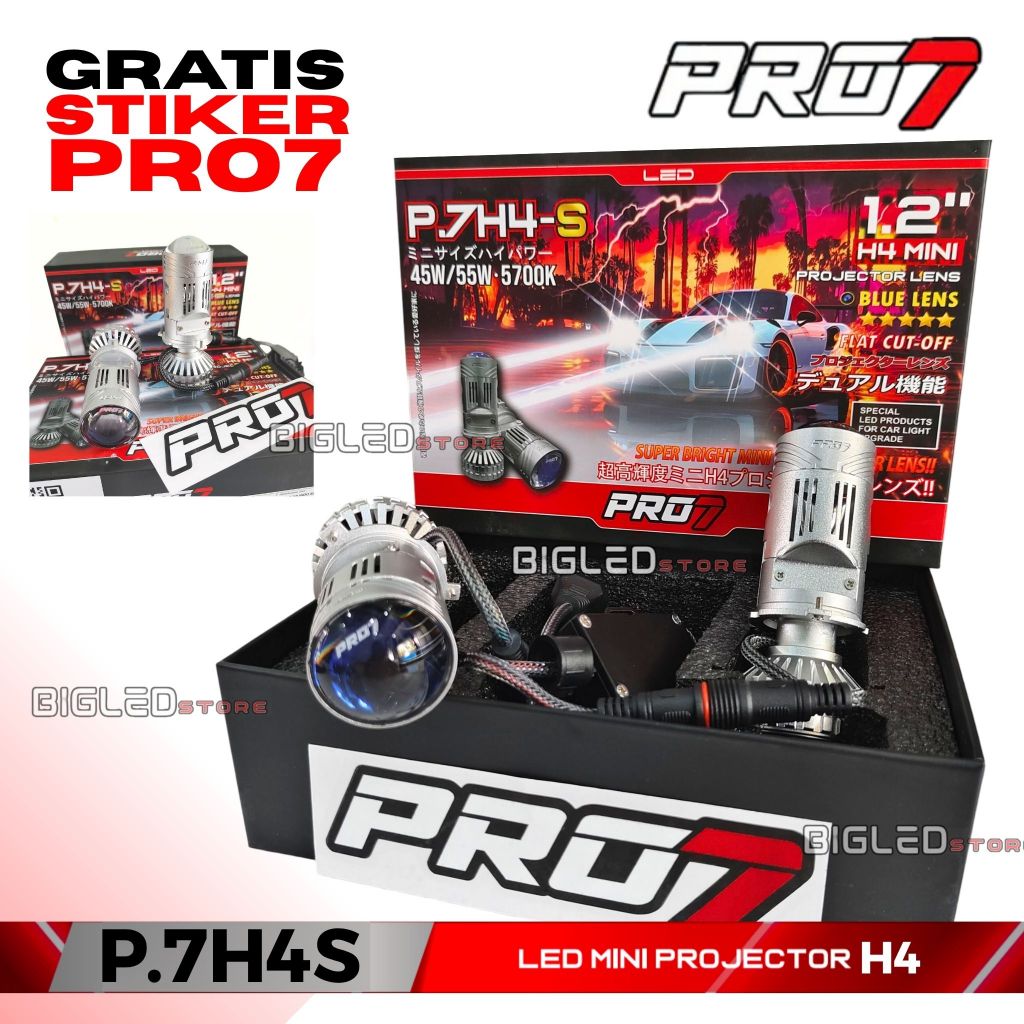 PRO7 LAMPU MINI PROJECTOR BILED LED H4 P7H4S P.7H4-S P7H4-S P.7H4S P 7H4S H4 55W Lensa Proyektor Min