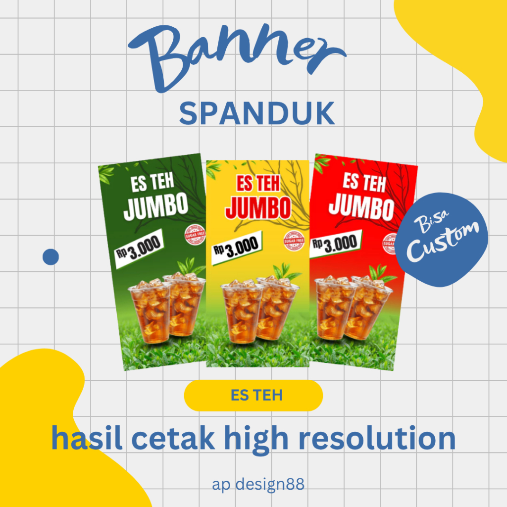 BANNER SPANDUK BENER BALIHO MMT ES TEH UKURAN 50CM X 100CM